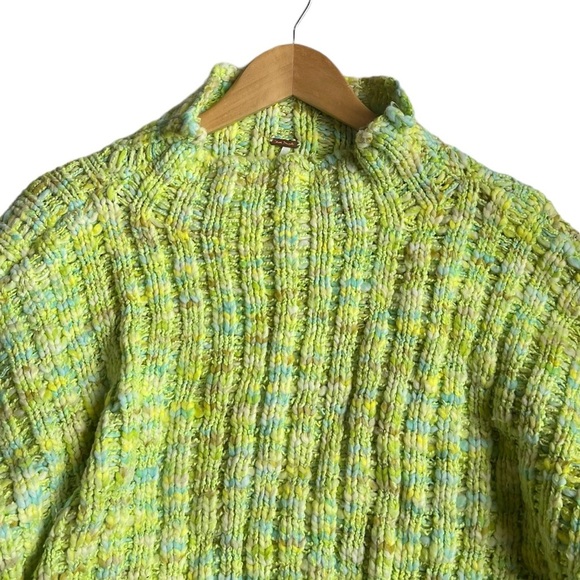 Free People Green Confetti Oversized Chunky Sweater Size XL - Picture 6 of 10